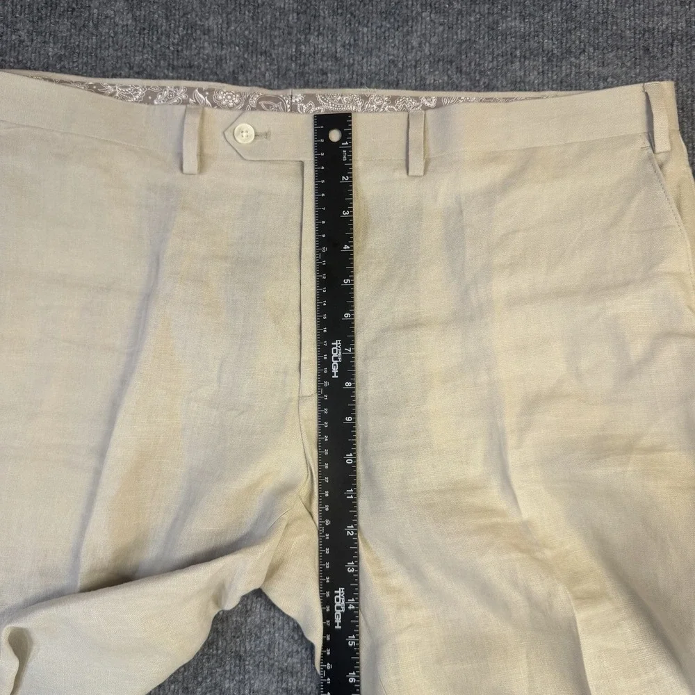 Lauren Ralph Lauren Pants Mens 42x30 Beige 100% Linen Dress Flat Front (44x30)